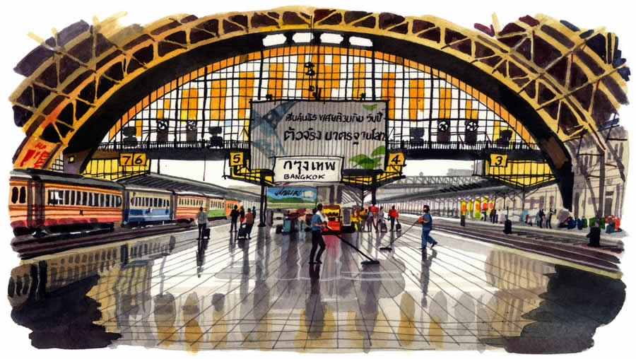 La gare de Hua Lamphong à Bangkok